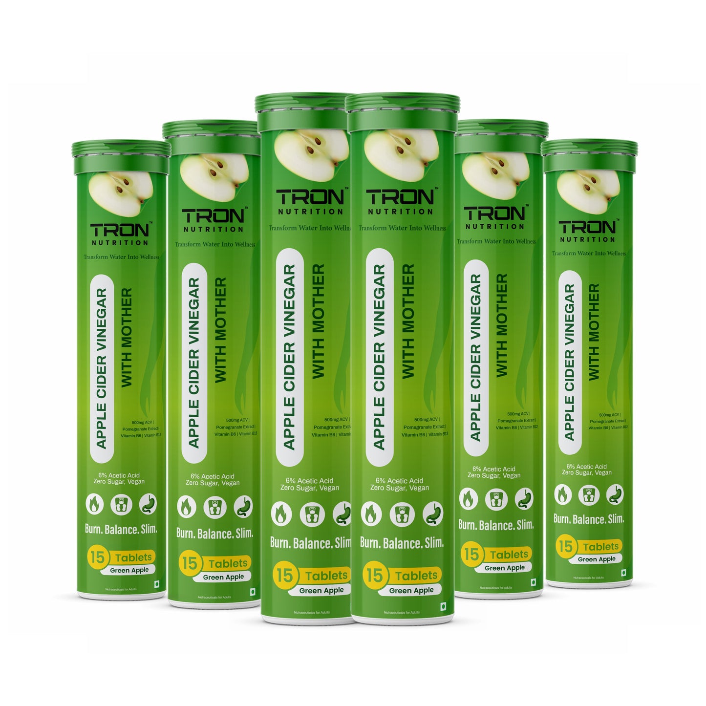Tron ACV Effervescent | Weight Management | Gut Detox | Metabolism Support | Zero Sugar | Green Apple