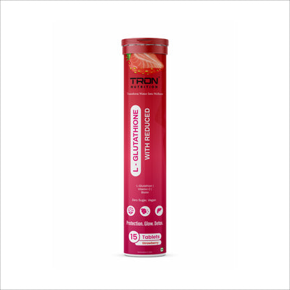 Tron L-Glutathione Effervescent | Skin Glow | Hair Support | Zero Sugar | Strawberry