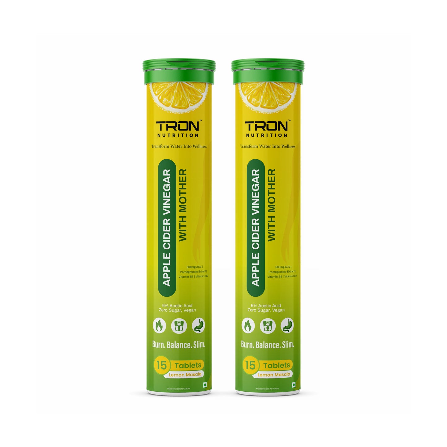 Tron ACV Effervescent with Mother | Gut Detox | Metabolism Support | Zero Sugar | Green Apple