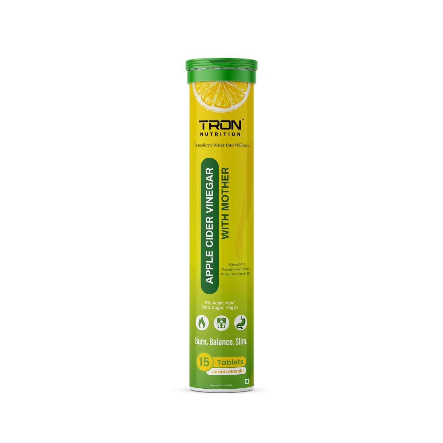 Tron ACV Effervescent with Mother | Gut Detox | Metabolism Support | Zero Sugar | Green Apple