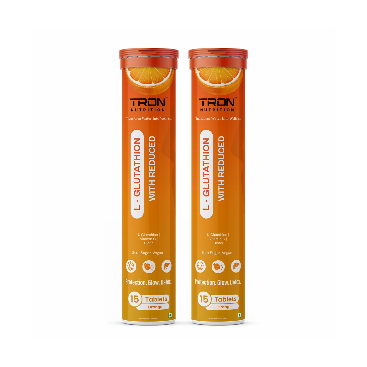 Tron L-Glutathione Effervescent | Skin Glow | Hair Support | Zero Sugar | Strawberry